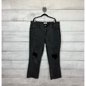 RFM Los Angeles Plus Size Black Distressed Straight Leg Jeans Size 24